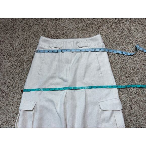 TORN by Ronny Kobo Bernee White Wide Leg Linen Blend Cargo size Women's Small - Picture 8 of 14